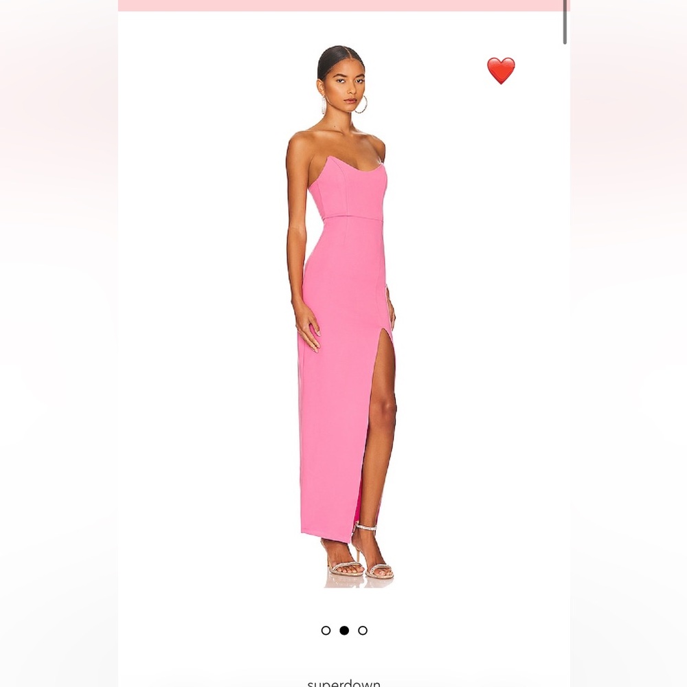 superdown Pink Strapless Midi Dress with Thigh Slit